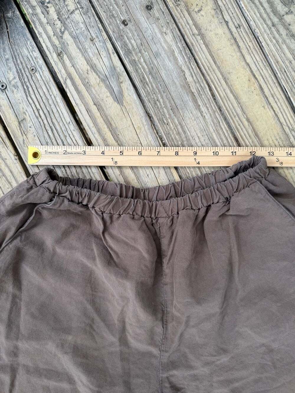 Homefrocks Brown Linen Elastic Waist Wide Leg Cropped Pants Size M - Picture 4 of 7